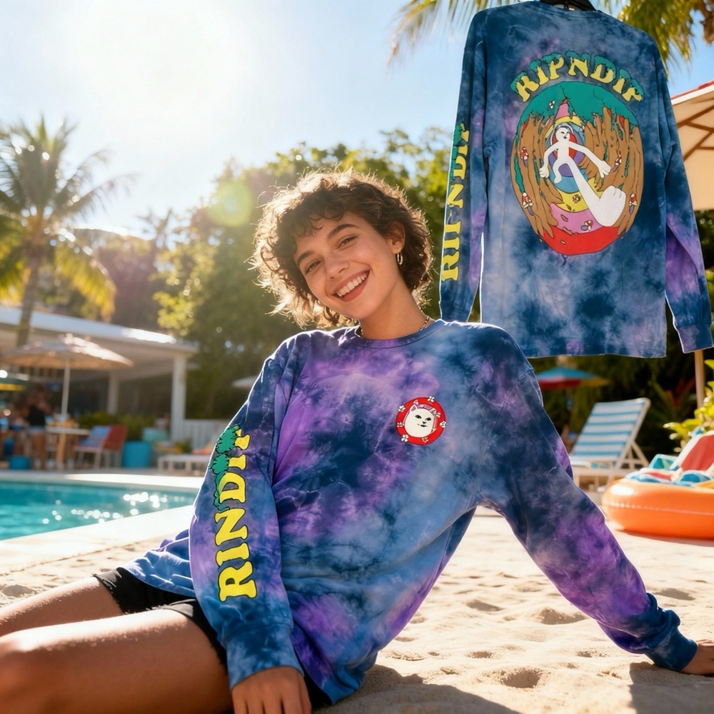 Ripndip Long Sleeve Tie-Dye Shirt - Blue and Purple B/003 RN#151162